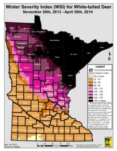 Winter Severity Index (WSI) for White-tailed Deer November 20th, [removed]April 30th, 2014 Kittson  Roseau