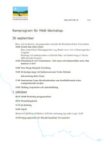 Alfta Ramprogram för MAB-Workshop. 30 september