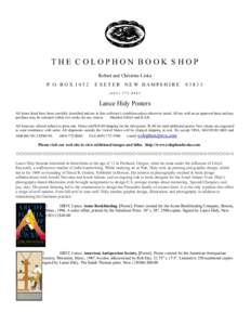 THE COLOPHON BOOK SHOP Robert and Christine Liska P. O. B O XE X ETE R N EW HAM PS H I R E