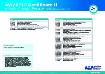AVI20713 Certificate II  in Aviation Transport Protection (Checked Baggage Screener) Core