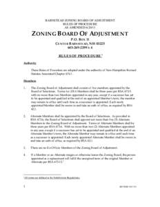 BARNSTEAD ZONING BOARD OF ADJUSTMENT RULES OF PROCEDURE AS AMENDED[removed]ZONING BOARD OF ADJUSTMENT P.O. BOX 11