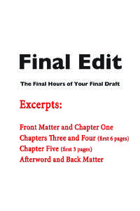 Editing / E-book / Film editing / Chapter / Film / Publishing / Visual arts