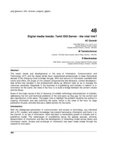 Ë,x»ÊÏkÇ~ÖË,xÌ»i)Ï   Digital media trends: Tamil DOI Server - the vital link? AC Ganesh Chief Web Writer (www.dinmani.com)