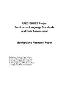 APEC EDNET Project Seminar on Language Standards and their Assessment Background Research Paper