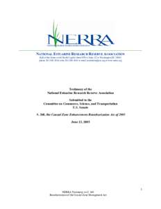 _____________________________________________________________________________________  NATIONAL ESTUARINE RESEARCH RESERVE ASSOCIATION Hall of the States • 444 North Capitol Street NW • Suite 322 • Washington DC 20