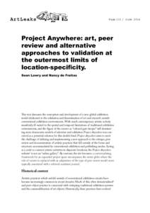 PageJuneProject Anywhere: art, peer review and alternative approaches to validation at the outermost limits of