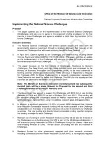 Cabinet paper: Implementing the National Science Challenges September 2013