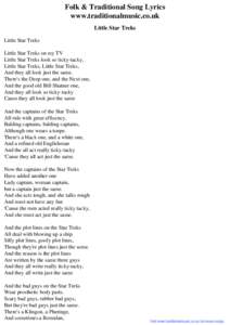 Folk & Traditional Song Lyrics - Little Star Treks