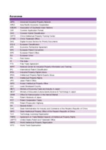 Acronymus AIPN ･･･ Advanced Industrial Property Network  APEC