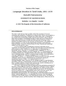 Passions of the Tongue  Language Devotion in Tamil India, 1891–1970