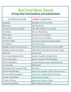 Real Food Made Simple  20 Easy Real Food Switches and Substitutions keeperofthehome.org  IF A RECIPE CALLS FOR THIS