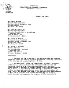 Letter from the Division of Market Regulation to New York Stock Exchange, Inc., National Association of Securities Dealers, Inc., American Stock Exchange, Inc., and The Chicago Board Options Exchange re: Responsibilities