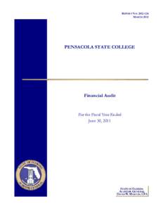 REPORT NO[removed]MARCH 2012 PENSACOLA STATE COLLEGE  Financial Audit