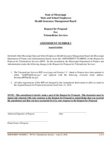 State of Mississippi State and School Employees Health Insurance Management Board Request for Proposal For Telemedicine Services