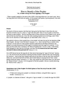 How to Identify a False Prophet Text  What Saith the Scripture? http://www.WhatSaithTheScripture.com/  How to Identify a False Prophet