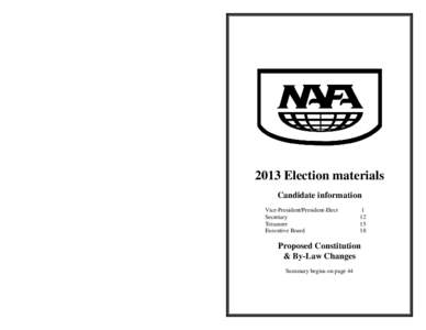 2013 Election materials Candidate information Vice-President/President-Elect Secretary Treasurer Executive Board