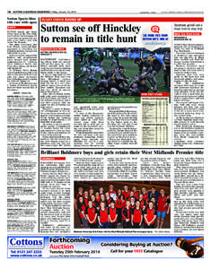 146  SUTTON COLDFIELD OBSERVER, Friday, January 10, 2014 Sutton Sports blow title race wide open