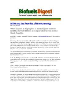   	
   MSW and the Promise of Biotechnology June 10, 2015 | Jim Lane