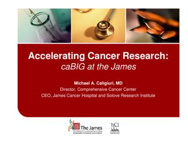 Accelerating Cancer Research: caBIG at the James Michael A. Caligiuri, MD Director, Comprehensive Cancer Center CEO, James Cancer Hospital and Solove Research Institute
