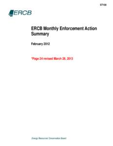 ST108: ERCB Monthly Enforcement Action Summary