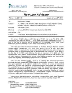 Administrative Office of the Courts Office of Professional and Governmental Services Glenn A. Grant, J.A.D. Acting Administrative Director of the Courts  Deirdre Naughton