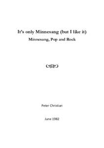 It’s only Minnesang (but I like it) Minnesang, Pop and Rock        