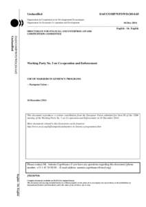 Unclassified  DAF/COMP/WP3/WD[removed]Organisation de Coopération et de Développement Économiques Organisation for Economic Co-operation and Development