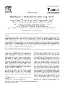 Vespidae / Toxins / Venom / Kinin-kallikrein system / Wasp / Pompilidotoxin / Toxinology / Matrix-assisted laser desorption/ionization / Hornet / Toxicology / Chemistry / Biology