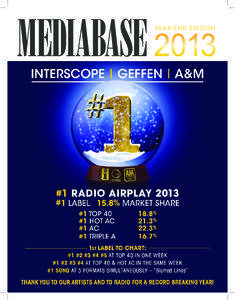 MEDIABASE 2013 YEAR-END EDITION