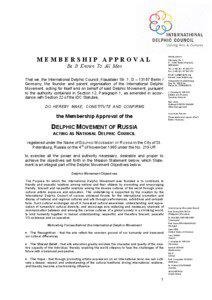 Headquarters  MEMBERSHIP APPROVAL