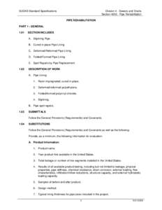 SUDAS Standard Specifications  Division 4 - Sewers and Drains Section[removed]Pipe Rehabilitation PIPE REHABILITATION