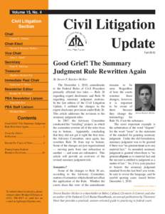 Volume 15, No. 4  Civil Litigation Section Chair Joanna E. Tibbels