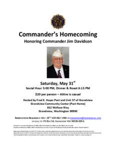 Commander’s Homecoming Honoring Commander Jim Davidson