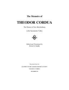 The Memoirs of  THEODOR CORDUA