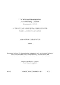 Westminster Foundation for Democracy / International economics / Politics of the United Kingdom / Department for International Development / Commonwealth of Nations / Audit / Financial statement / David French / Foreign relations of the United Kingdom / International relations / Foreign and Commonwealth Office