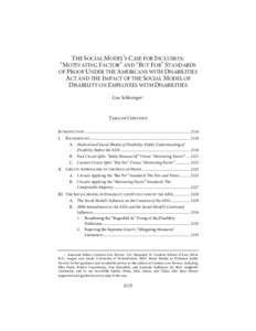 SCHLESINGER[removed]Do Not Delete[removed]:35 PM THE SOCIAL MODEL’S CASE FOR INCLUSION: “MOTIVATING FACTOR” AND “BUT FOR” STANDARDS