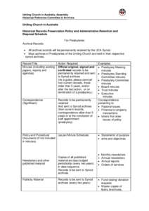 Presbyterianism / Calvinism / Uniting Church in Australia / Synod / Presbyterian polity / Archive / Cumberland Presbytery / Synod of Otago and Southland / Christianity / Christian theology / Protestantism