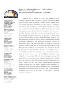 Janice L. Mathis and Rainbow PUSH Coalition Statement on Georgia Response to Federal Health Care Legislation National Headquarters Community Services