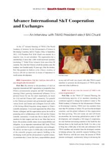 Vol.26 No[removed]South-South Coop TWAS Tianjin Meeting Advance International S&T Cooperation and Exchanges