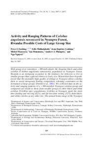 CInternational Journal of Primatology, Vol. 28, No. 3, June 2007 ( DOI: s10764Activity and Ranging Patterns of Colobus angolensis ruwenzorii in Nyungwe Forest,