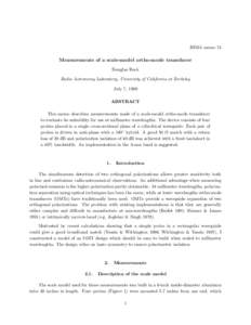 BIMA memo 74  Measurements of a scale-model ortho-mode transducer Douglas Bock Radio Astronomy Laboratory, University of California at Berkeley July 7, 1999