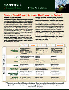 Syntel At-a-Glance  Consider IT Done ®