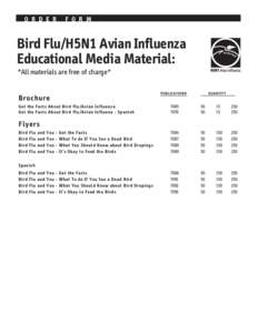 Avian Influenza Educational Media Order Form