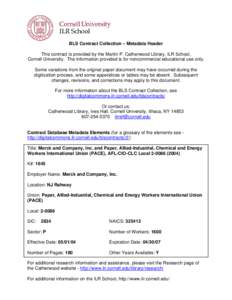 BLS Contract Collection – Metadata Header This contract is provided by the Martin P. Catherwood Library, ILR School, Cornell University. The information provided is for noncommercial educational use only. Some variatio