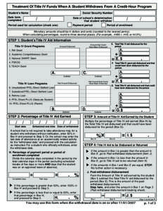 Treatment Of Title IV Funds When A Student Withdraws From A Credit-Hour Program Student’s Name Social Security Number  Date form