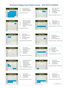 Richmond College Prep Charter Schools | [removed]CALENDAR JULY 2014 S M