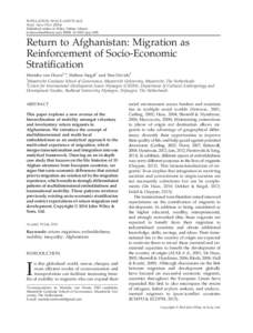 Demography / Population / Embeddedness / Organizational psychology / Human geography / Return migration / Afghanistan / Refugee / Mark Granovetter / Social psychology / Human migration / Asia