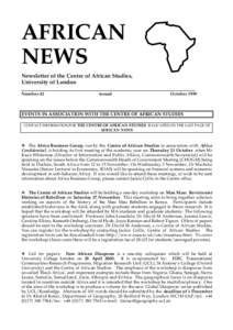 AFRICAN NEWS Newsletter of the Centre of African Studies, University of London Number 42