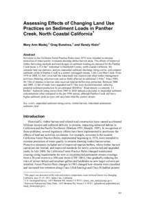Go to Table of Contents  Assessing Effects of Changing Land Use Practices on Sediment Loads in Panther Creek, North Coastal California1 Mary Ann Madej, 2 Greg Bundros, 3 and Randy Klein3