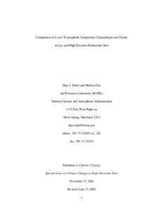 Comparison of Lower-Tropospheric Temperature Climatologies and Trends at Low and High Elevation Radiosonde Sites Dian J. Seidel and Melissa Free Air Resources Laboratory (R/ARL) National Oceanic and Atmospheric Administr